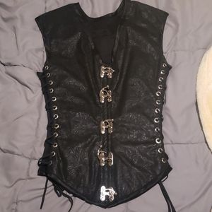 Real leather corset vest